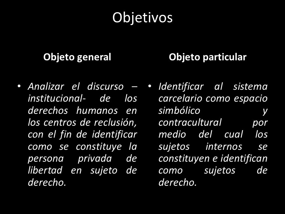 Objetivos Objeto general