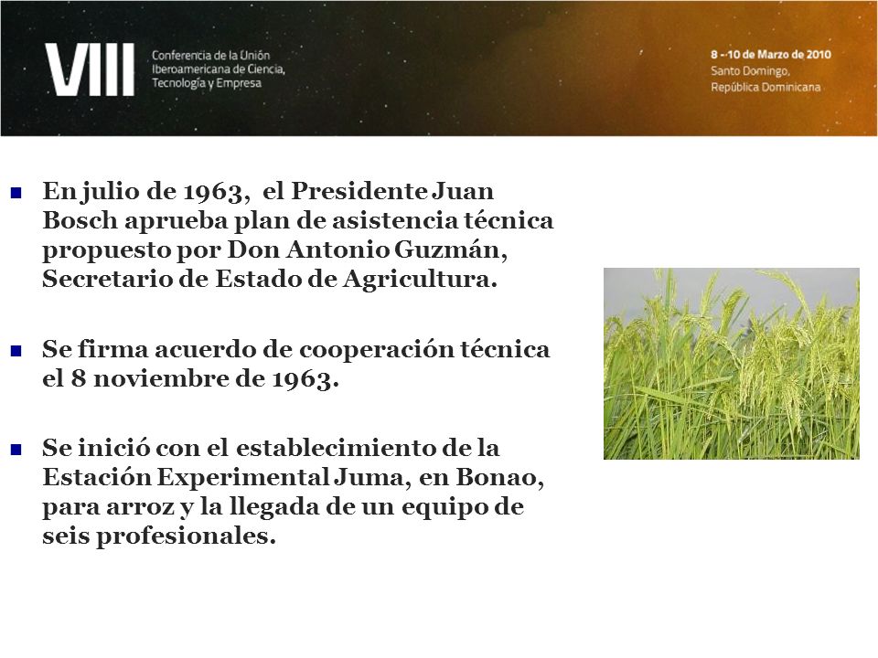 Se firma acuerdo de cooperación técnica el 8 noviembre de 1963.