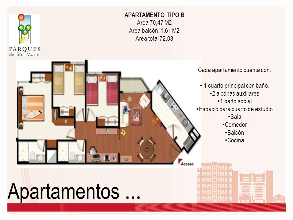 Apartamentos ... APARTAMENTO TIPO B Area 70,47 M2 Area balcón: 1,61 M2