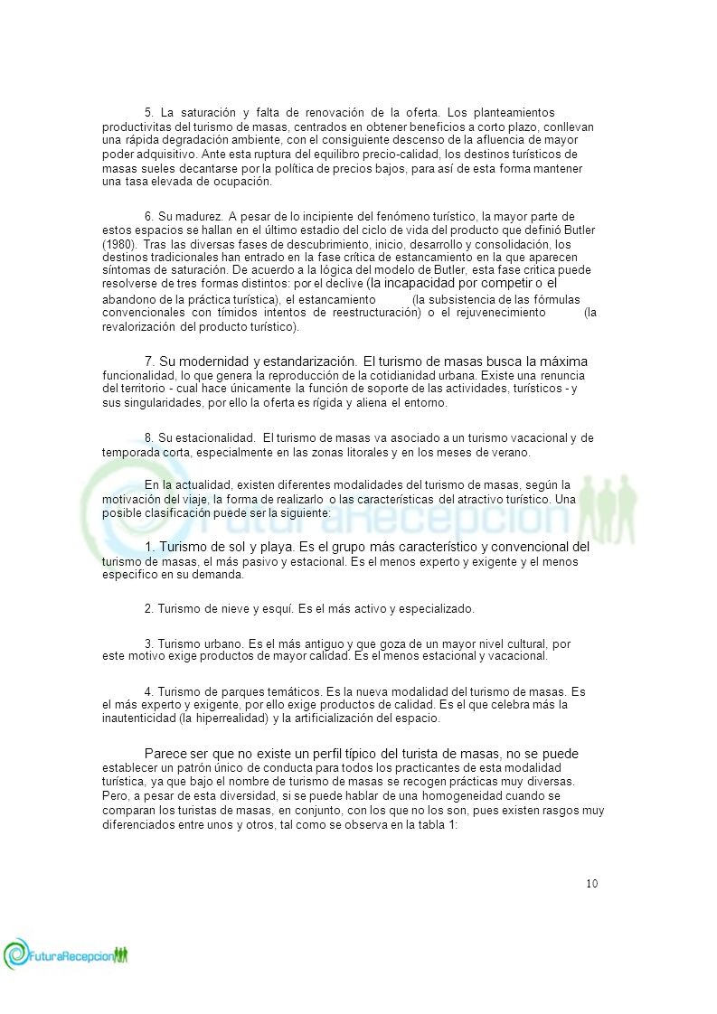 5. La saturación y falta de renovación de la oferta. Los planteamientos