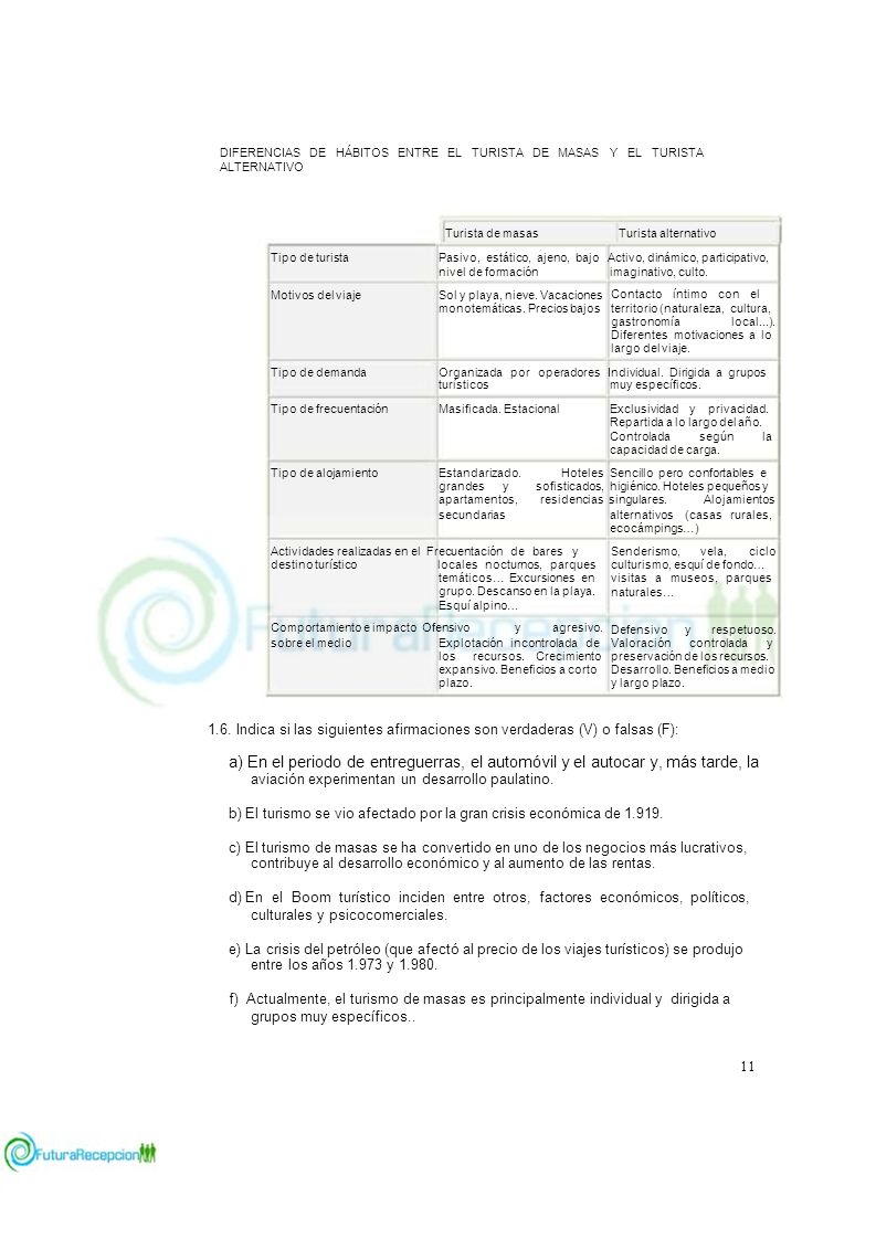 DIFERENCIAS DE HÁBITOS ENTRE EL TURISTA DE MASAS Y EL TURISTA