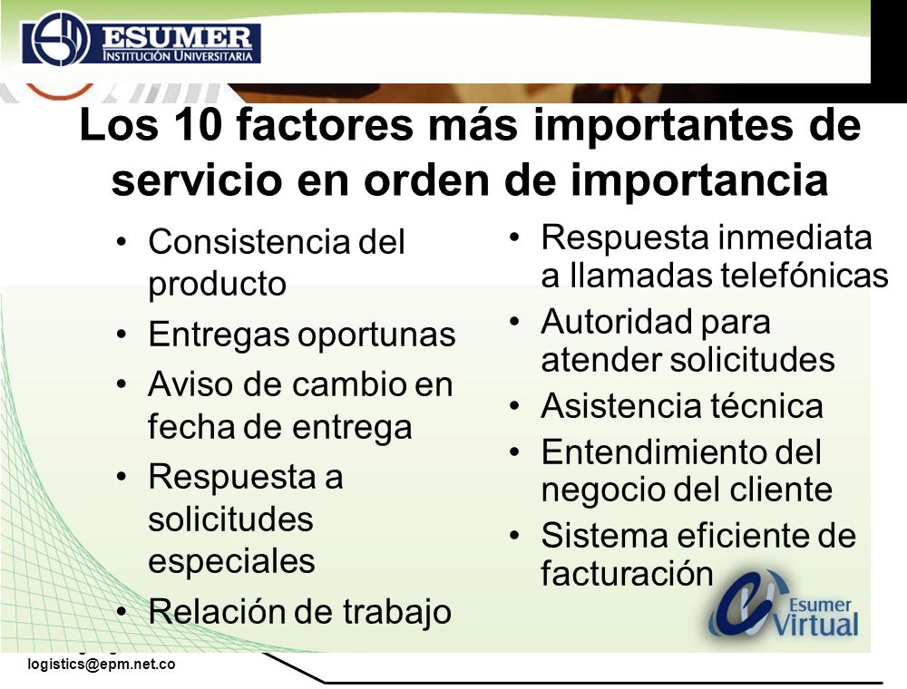 Los 10 factores más importantes de servicio en orden de importancia