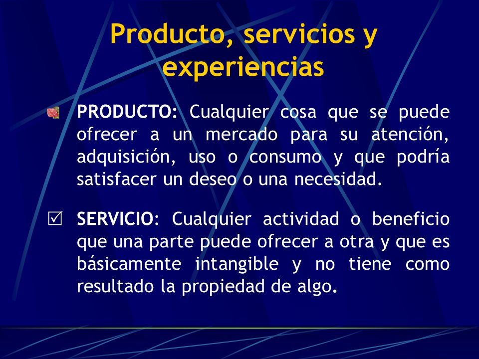 Producto, servicios y experiencias