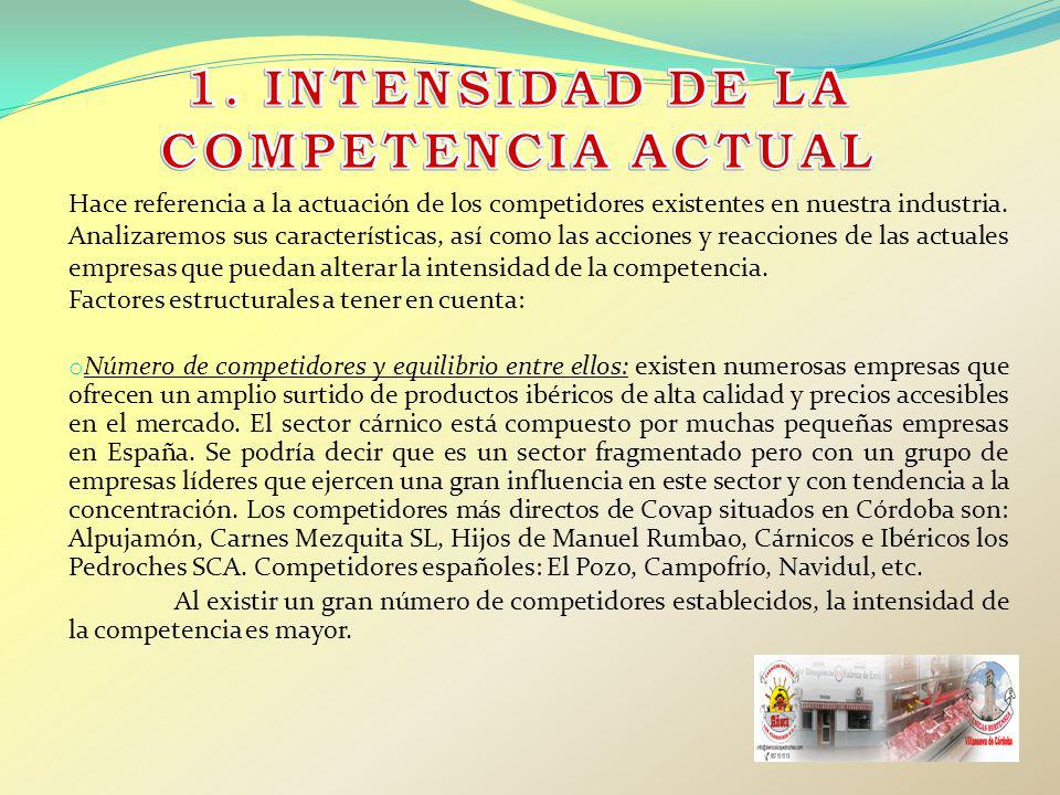 1. INTENSIDAD DE LA COMPETENCIA ACTUAL