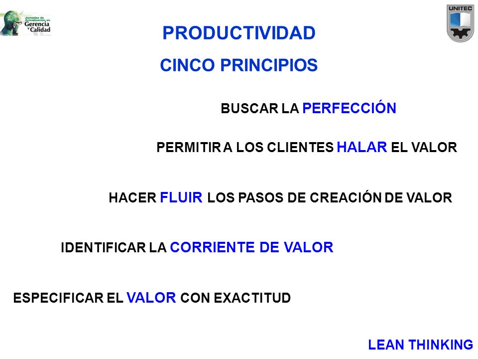 PRODUCTIVIDAD CINCO PRINCIPIOS PERMITIR A LOS CLIENTES HALAR EL VALOR