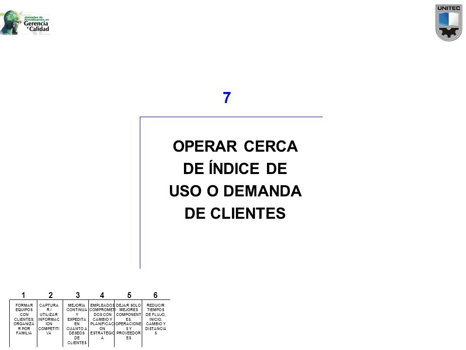 7 OPERAR CERCA DE ÍNDICE DE USO O DEMANDA DE CLIENTES