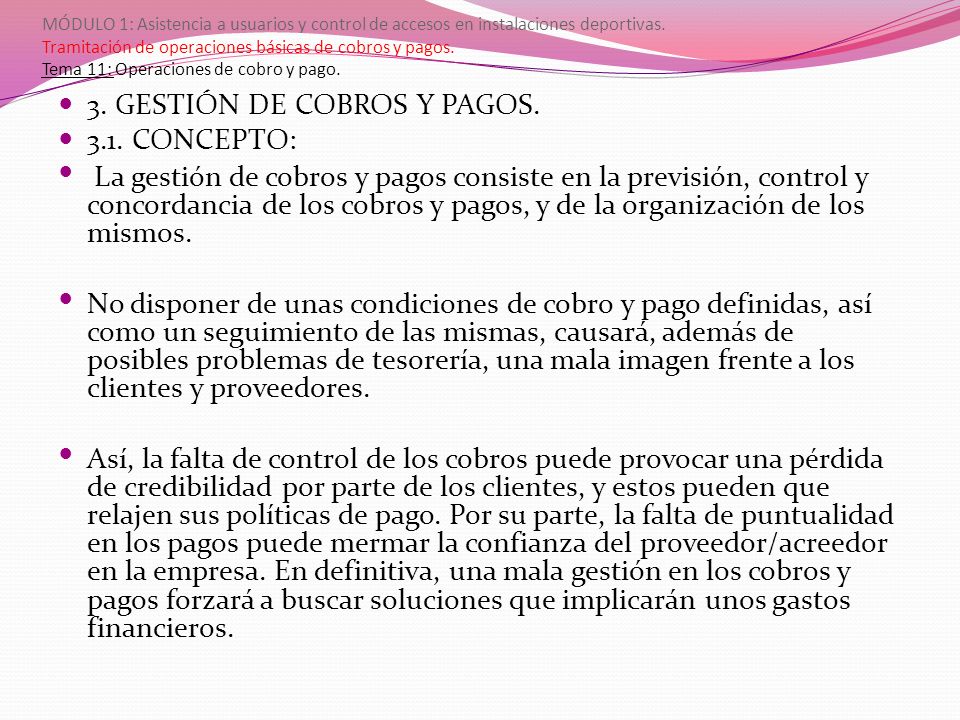 3. GESTIÓN DE COBROS Y PAGOS CONCEPTO: