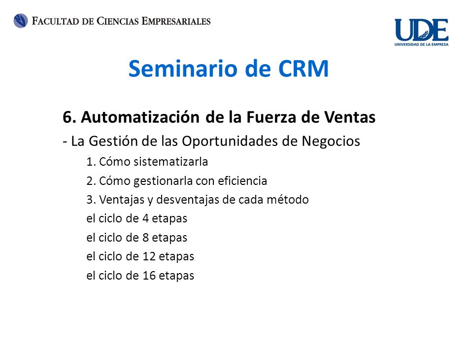 Seminario de CRM 6. Automatización de la Fuerza de Ventas