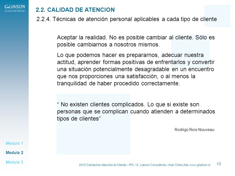 Técnicas de atención personal aplicables a cada tipo de cliente