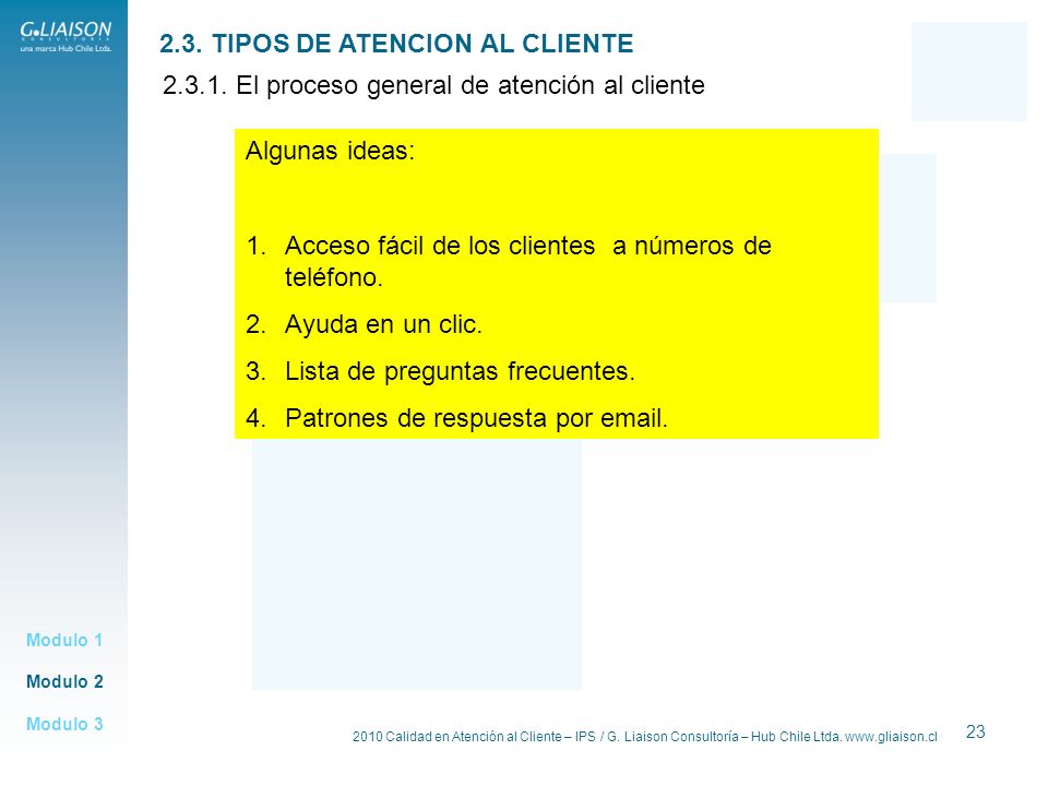 2.3. TIPOS DE ATENCION AL CLIENTE