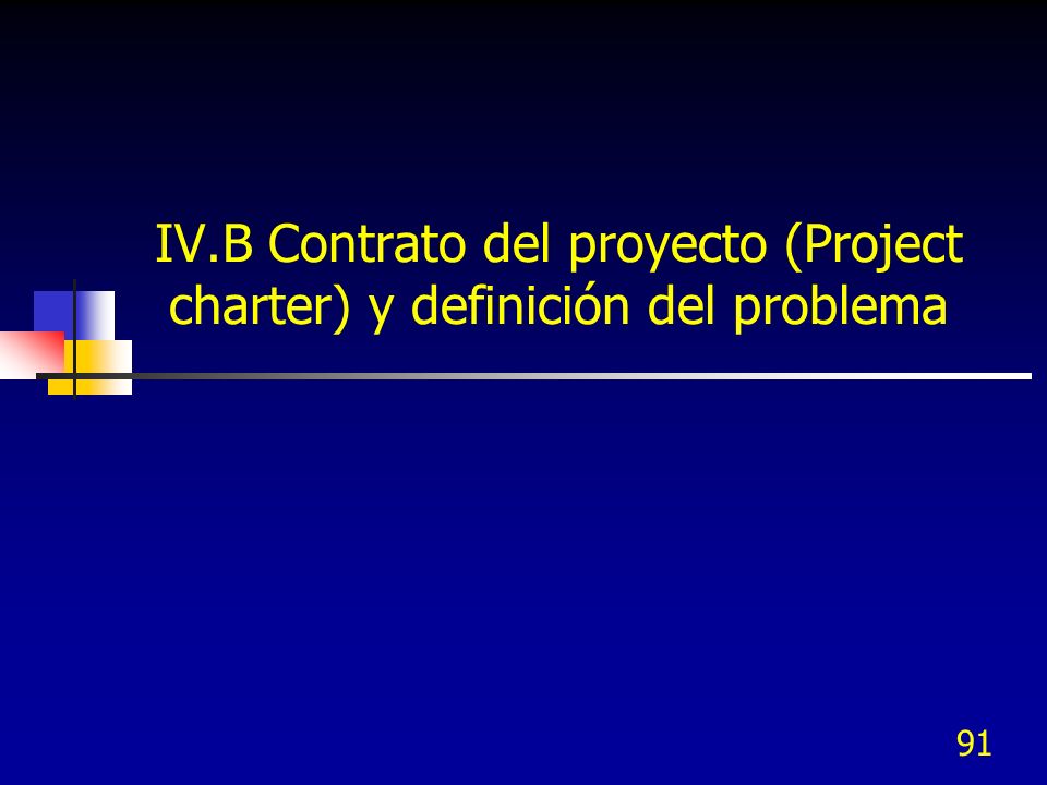 IV.B Contrato del proyecto (Project charter) y definición del problema