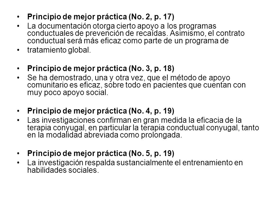 Principio de mejor práctica (No. 2, p. 17)
