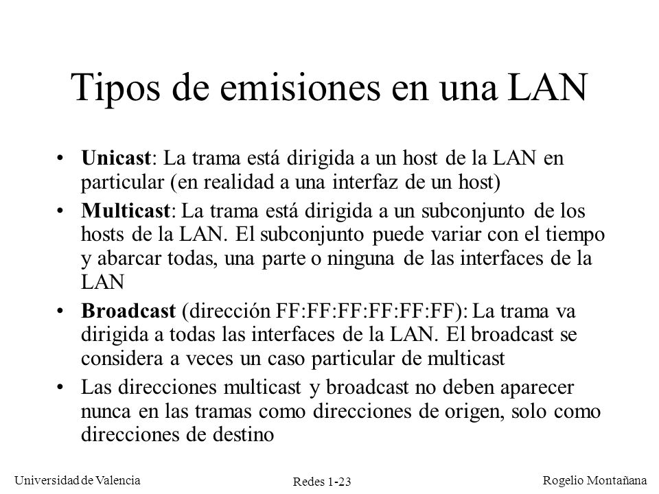 Tipos de emisiones en una LAN