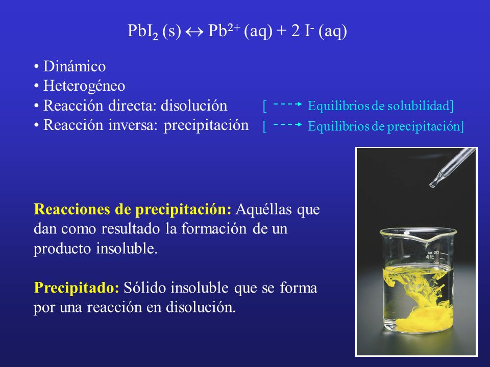 PbI2 (s) « Pb2+ (aq) + 2 I- (aq)