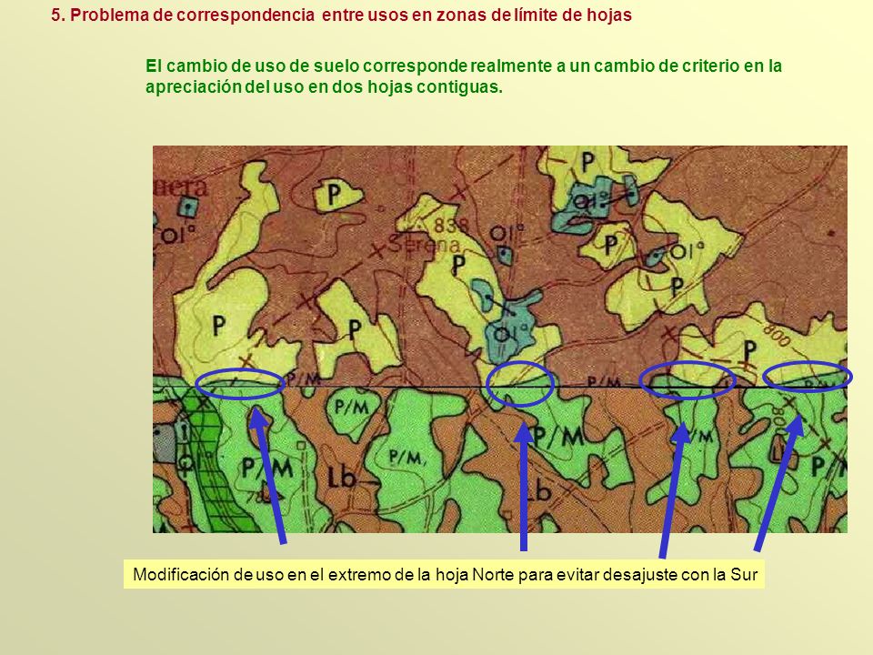 5. Problema de correspondencia entre usos en zonas de límite de hojas