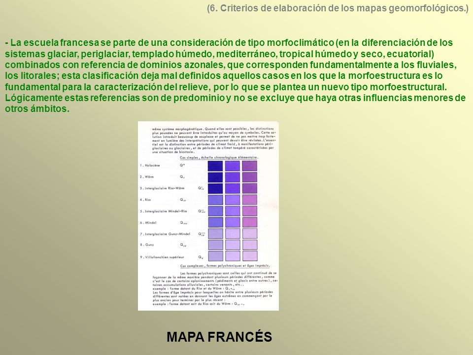 (6. Criterios de elaboración de los mapas geomorfológicos.)
