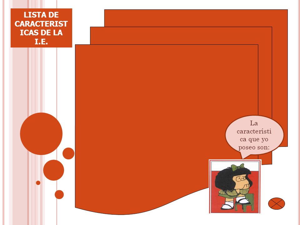 LISTA DE CARACTERISTICAS DE LA I.E.