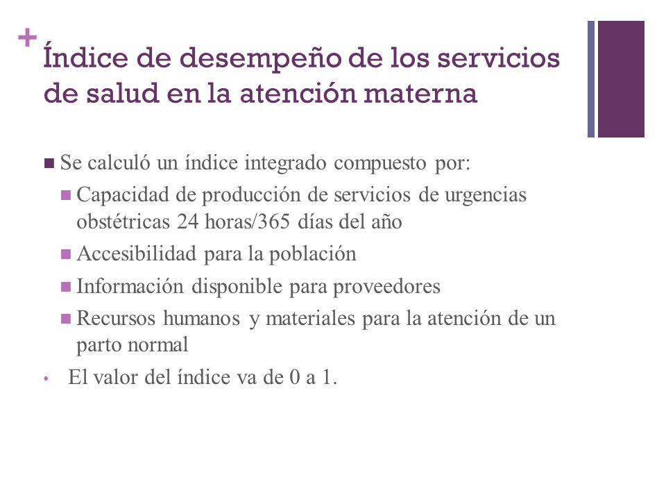 Índice de desempeño de los servicios de salud en la atención materna