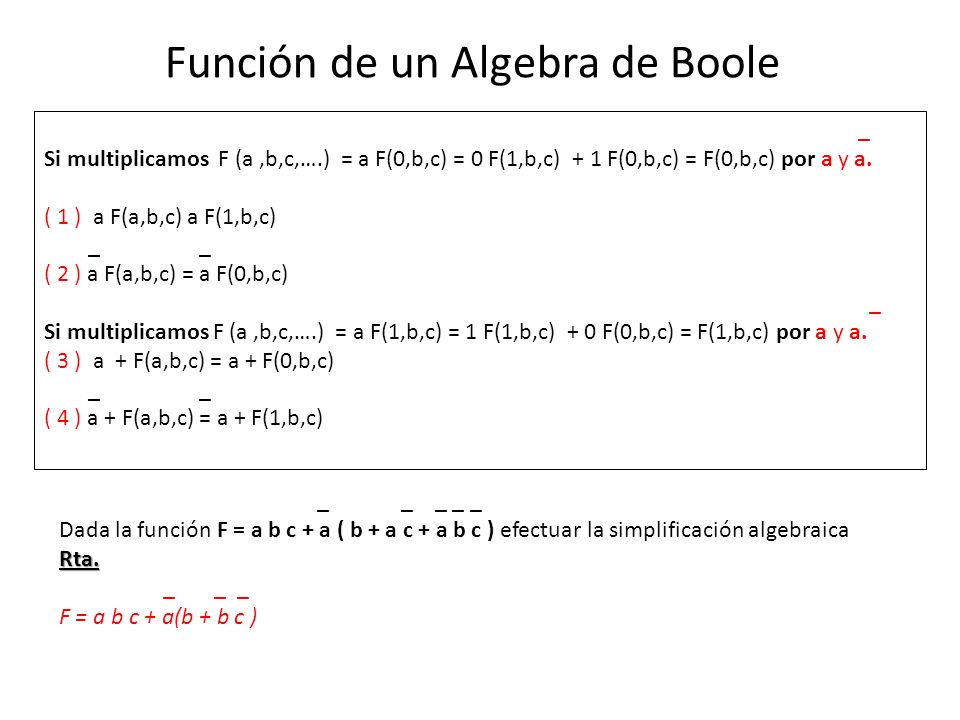 Función de un Algebra de Boole