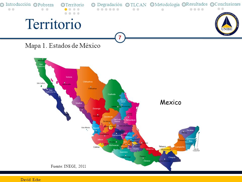 Territorio Mapa 1. Estados de México 7 Conclusiones Metodología