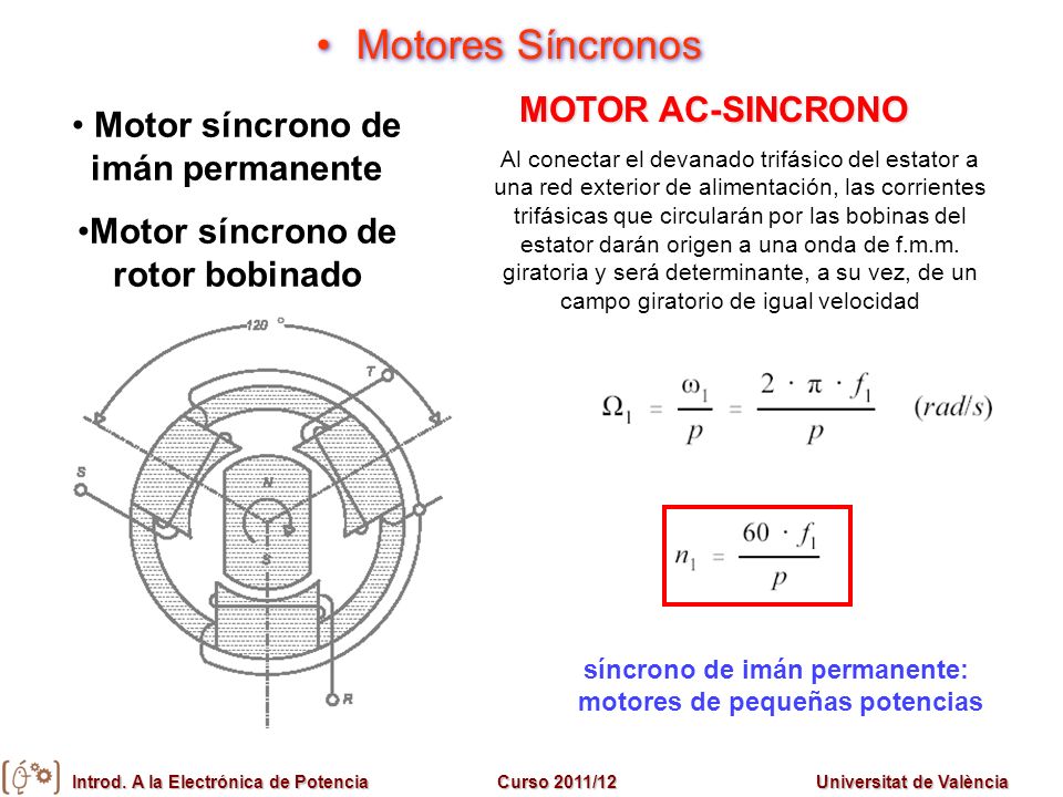 Motores Síncronos MOTOR AC-SINCRONO Motor síncrono de imán permanente