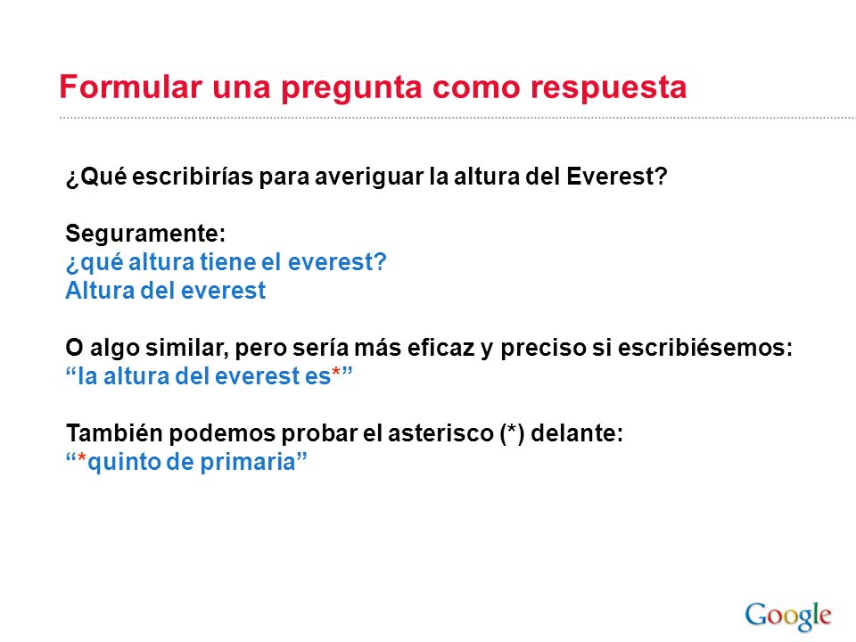 Formular una pregunta como respuesta
