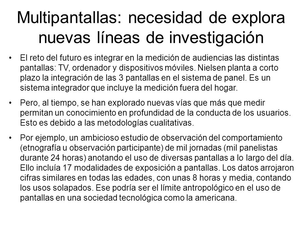 Multipantallas: necesidad de explora nuevas líneas de investigación