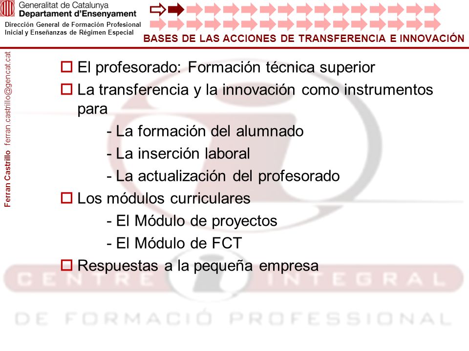 El profesorado: Formación técnica superior