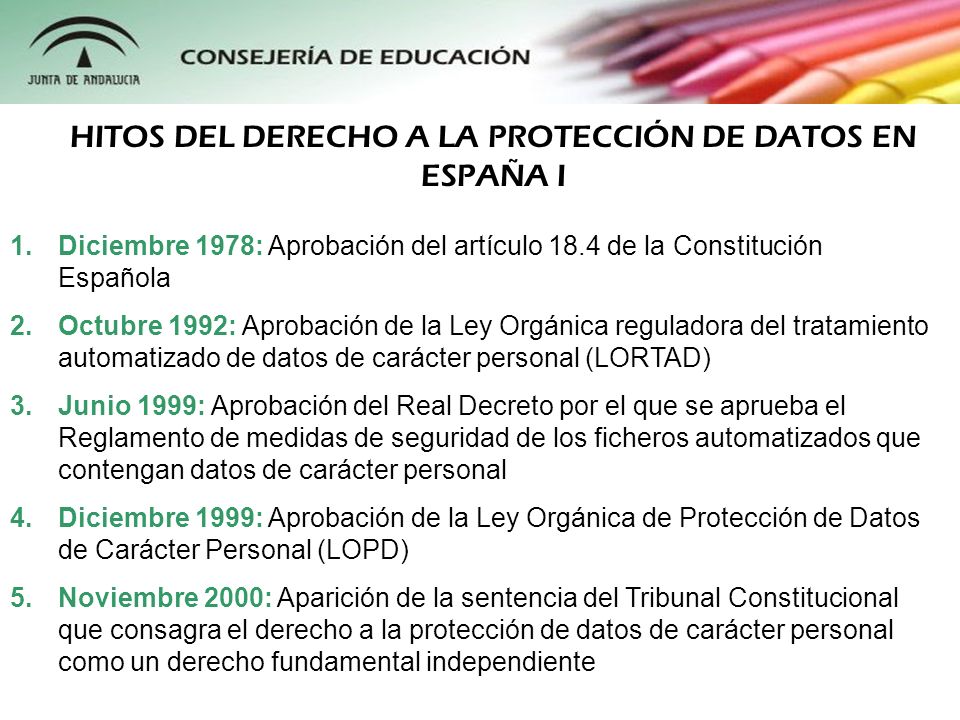 HITOS DEL DERECHO A LA PROTECCIÓN DE DATOS EN ESPAÑA I