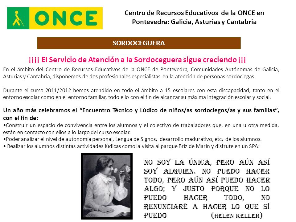 ¡¡¡¡ El Servicio de Atención a la Sordoceguera sigue creciendo ¡¡¡