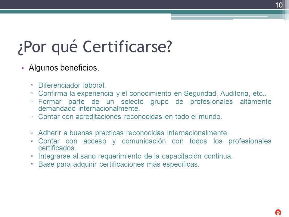 ¿Por qué Certificarse Algunos beneficios. Diferenciador laboral.