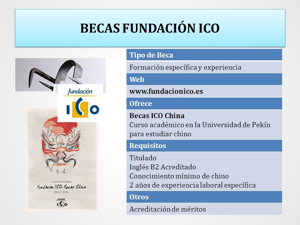 BECAS FUNDACIÓN ICO Tipo de Beca Formación específica y experiencia