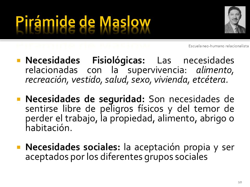 Pirámide de Maslow Escuela neo-humano relacionalista.