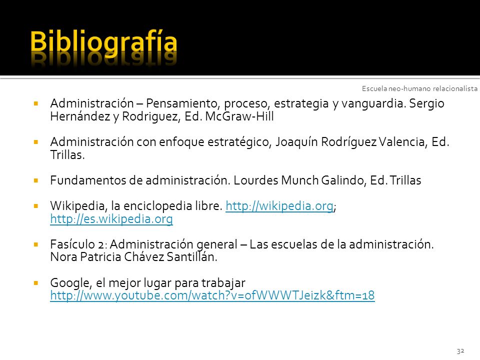 Bibliografía Escuela neo-humano relacionalista.