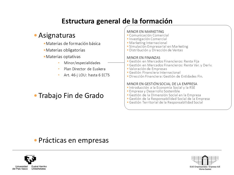Estructura general de la formación