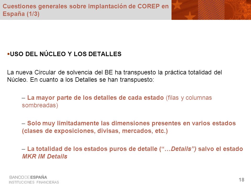 Cuestiones generales sobre implantación de COREP en España (1/3)