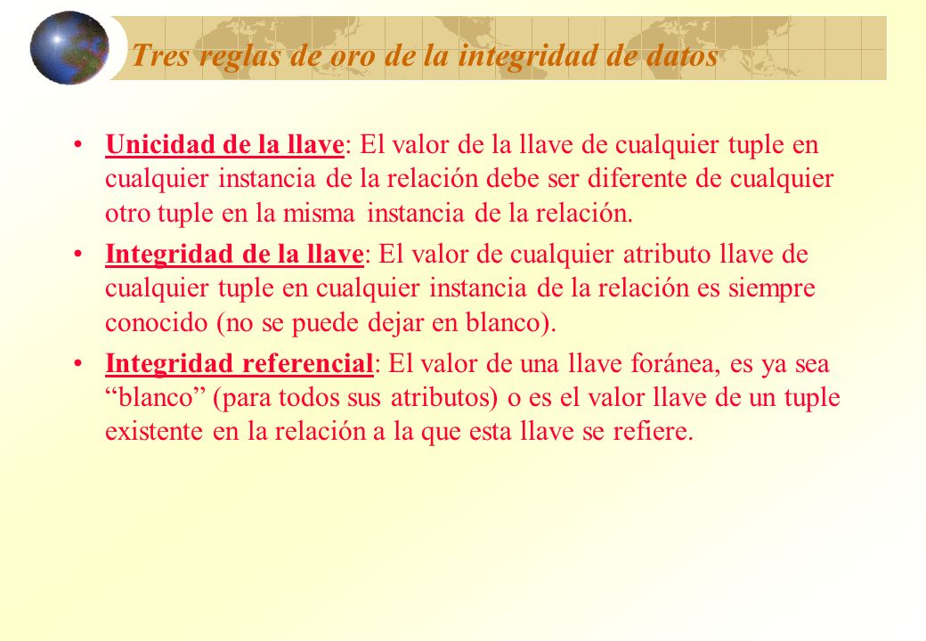 Tres reglas de oro de la integridad de datos