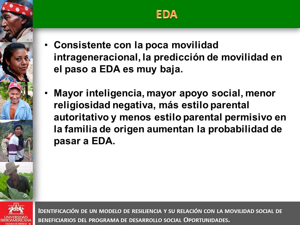 Identificación de un modelo de resiliencia y su relación con la movilidad social de beneficiarios del programa de desarrollo social Oportunidades.