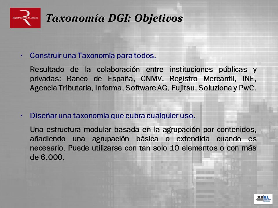 Taxonomía DGI: Objetivos
