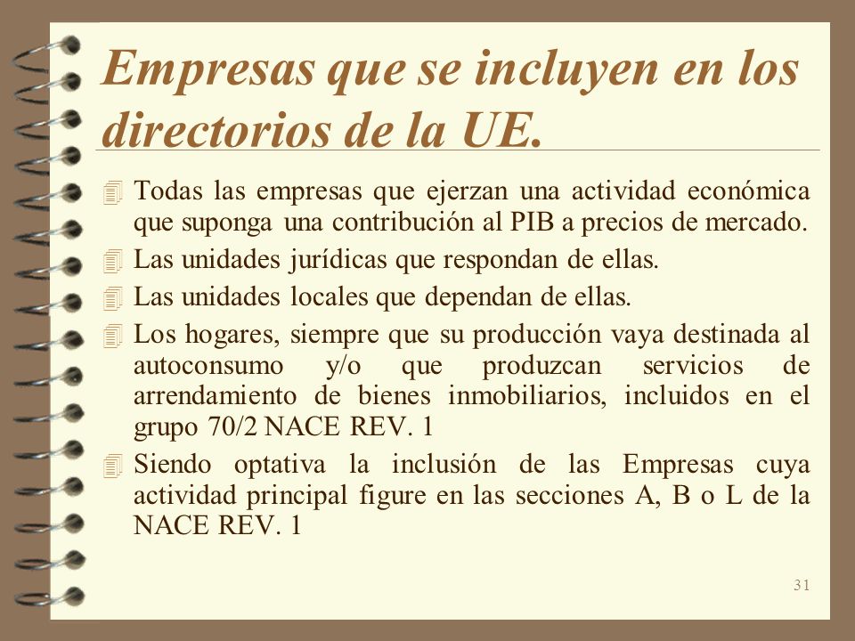 Empresas que se incluyen en los directorios de la UE.