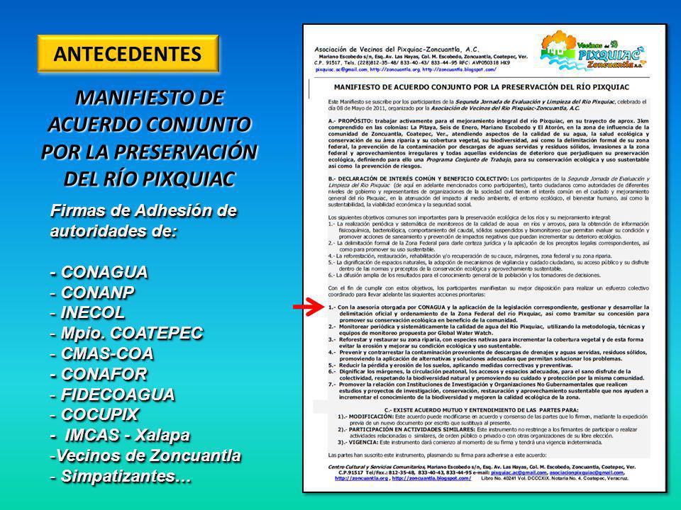MANIFIESTO DE ACUERDO CONJUNTO POR LA PRESERVACIÓN DEL RÍO PIXQUIAC