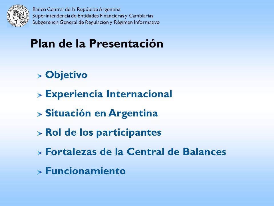Plan de la Presentación