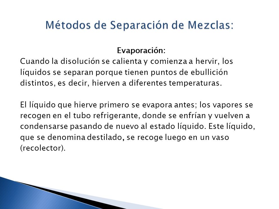 Métodos de Separación de Mezclas: