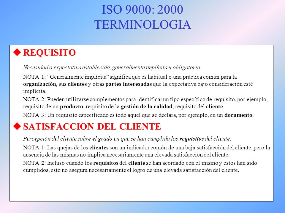 ISO 9000: 2000 TERMINOLOGIA REQUISITO