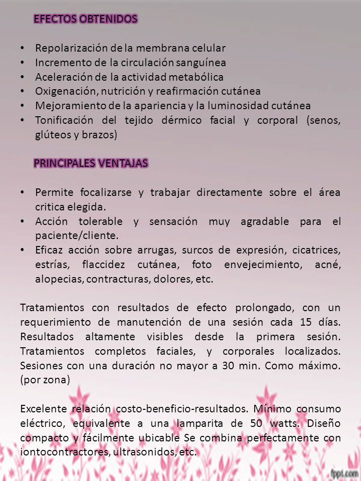 EFECTOS OBTENIDOS Repolarización de la membrana celular. Incremento de la circulación sanguínea. Aceleración de la actividad metabólica.