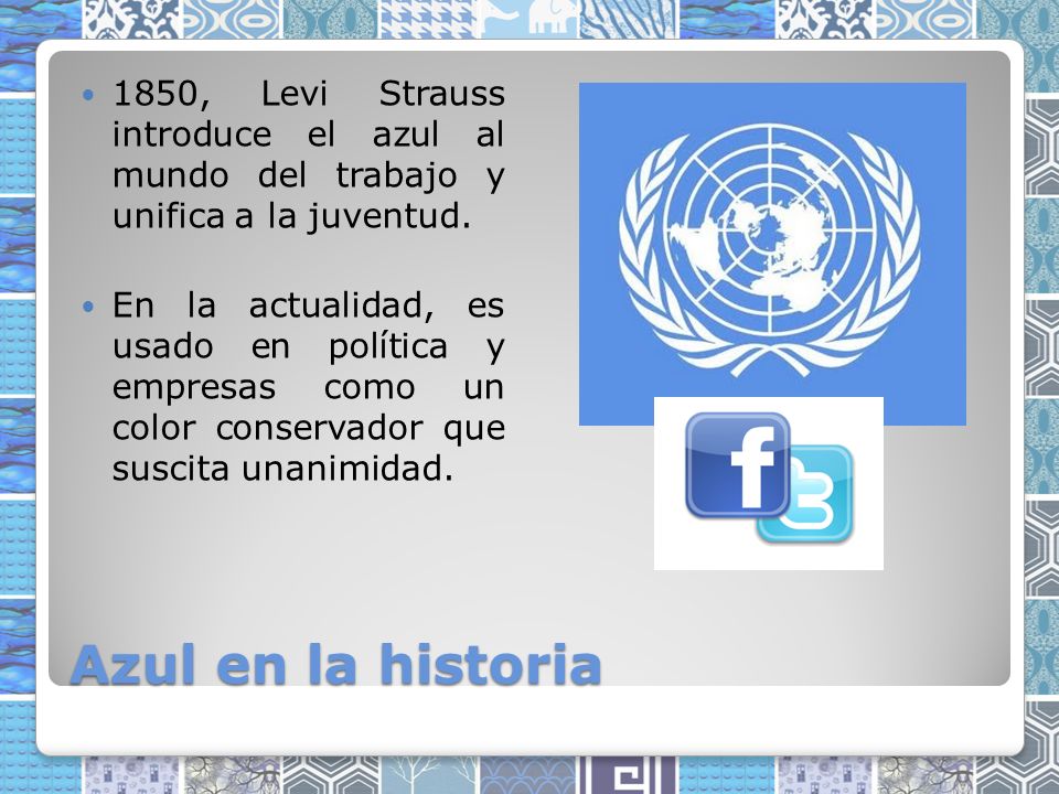 1850, Levi Strauss introduce el azul al mundo del trabajo y unifica a la juventud.