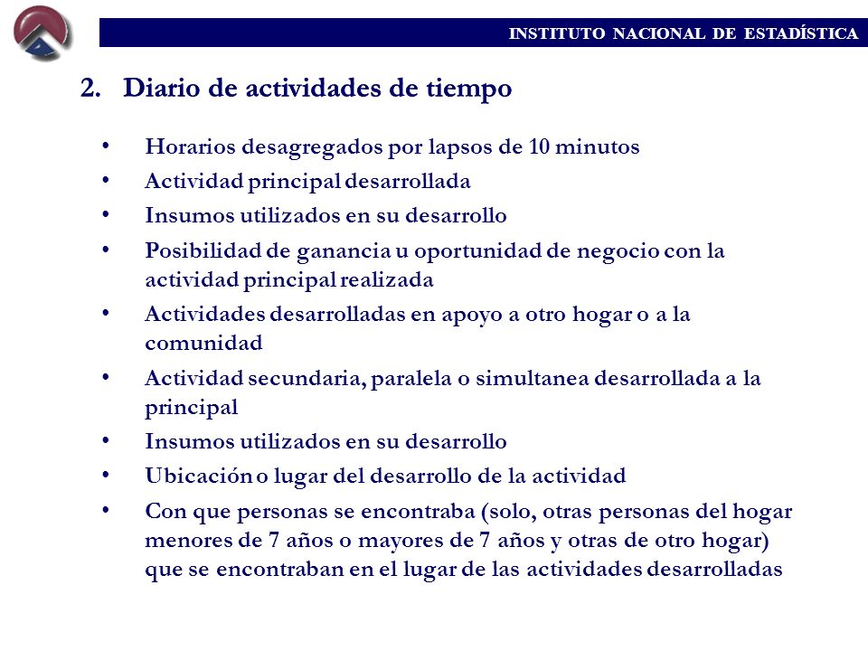 2. Diario de actividades de tiempo 2. Diario de actividades de tiempo