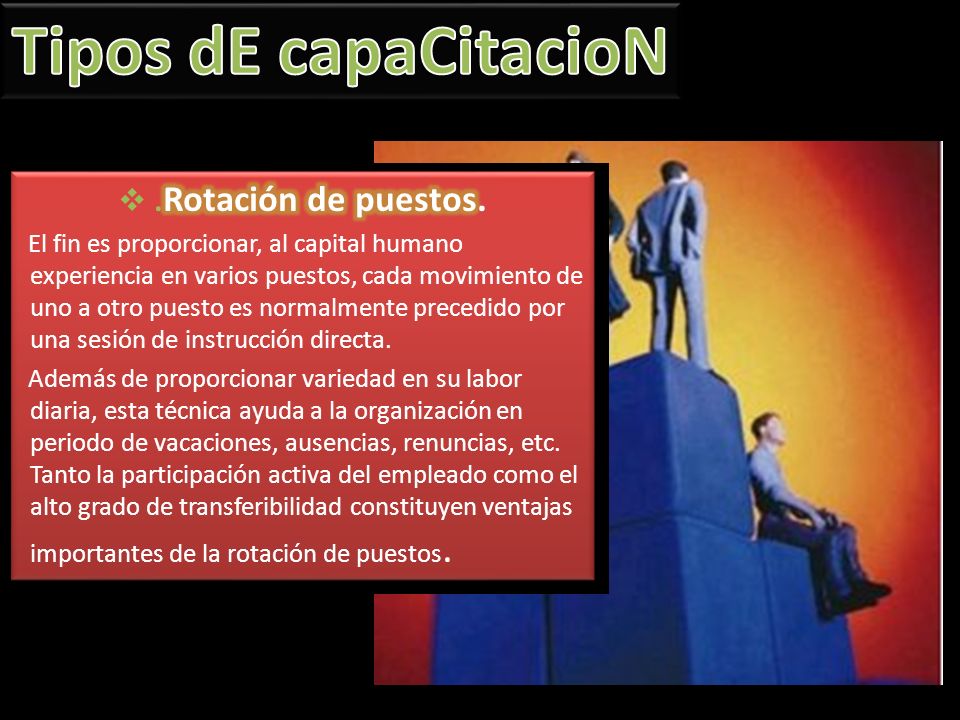 Tipos dE capaCitacioN .Rotación de puestos.