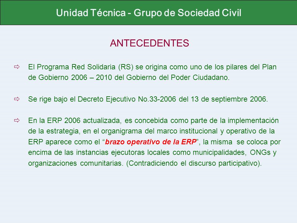 Unidad Técnica - Grupo de Sociedad Civil