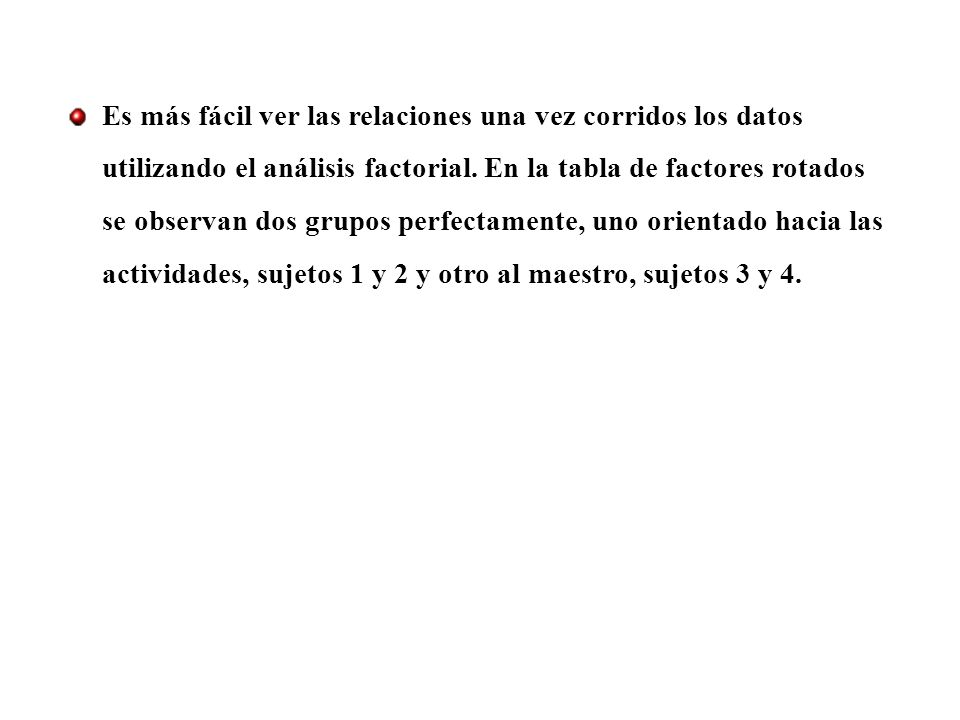 Es más fácil ver las relaciones una vez corridos los datos utilizando el análisis factorial.